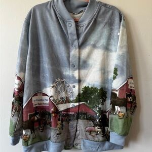 Vintage Scenic Print Bomber style sweatshirt